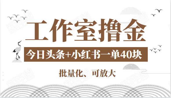 工作室撸金二件套：撸今日头条原创收益+小红书一单利润40块项目-高清美女套图，你想要的都有。