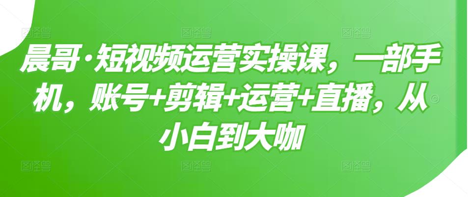 晨哥·短视频运营实操课，一部手机，账号+剪辑+运营+直播，从小白到大咖-高清美女套图，你想要的都有。