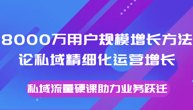 8000万用户规模增长方法论私域精细化运营增长，私域流量硬课助力业务跃迁-高清美女套图，你想要的都有。