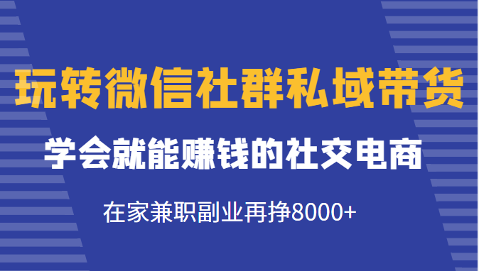 玩转微信社群私域带货，学会就能赚钱的社交电商，在家兼职副业再挣8000+-高清美女套图，你想要的都有。