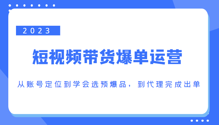 2023短视频带货爆单运营，从账号定位到学会选预爆品，到代理完成出单（价值1250元）-高清美女套图，你想要的都有。
