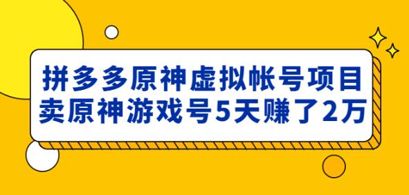 外面卖2980的拼多多原神虚拟帐号项目：卖原神游戏号5天赚了2万-高清美女套图，你想要的都有。