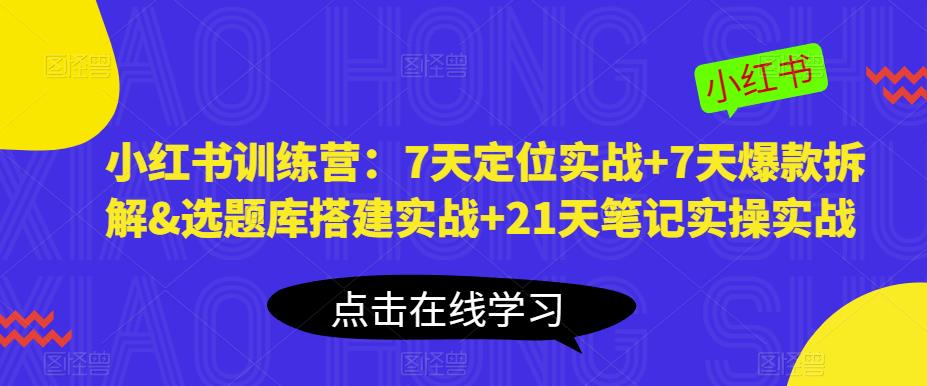 小红书训练营：7天定位实战+7天爆款拆解&选题库搭建实战+21天笔记实操实战-高清美女套图，你想要的都有。