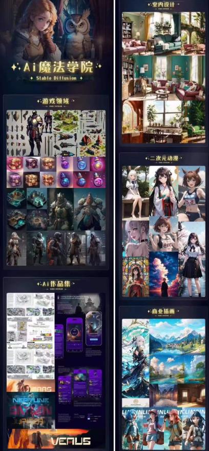 Ai魔法绘画 Stable Diffusion专业课高效辅助Ui/运营作品集0到精通系统课-高清美女套图，你想要的都有。