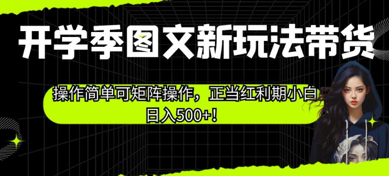 开学季图文新玩法带货，操作简单可矩阵操作，正当红利期小白日入500+！【揭秘】-高清美女套图，你想要的都有。