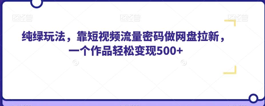 纯绿玩法，靠短视频流量密码做网盘拉新，一个作品轻松变现500+【揭秘】-高清美女套图，你想要的都有。