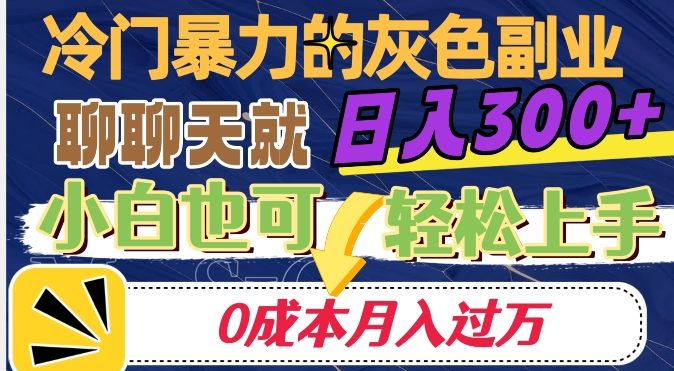 冷门暴利的副业项目，聊聊天就能日入300+，0成本月入过万【揭秘】-高清美女套图，你想要的都有。