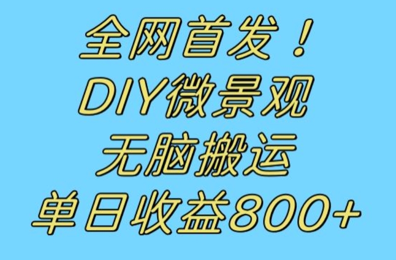 全网首发冷门赛道!DIY微景观,无脑搬运视频,日收益800+【揭秘】-高清美女套图,你想要的都有。