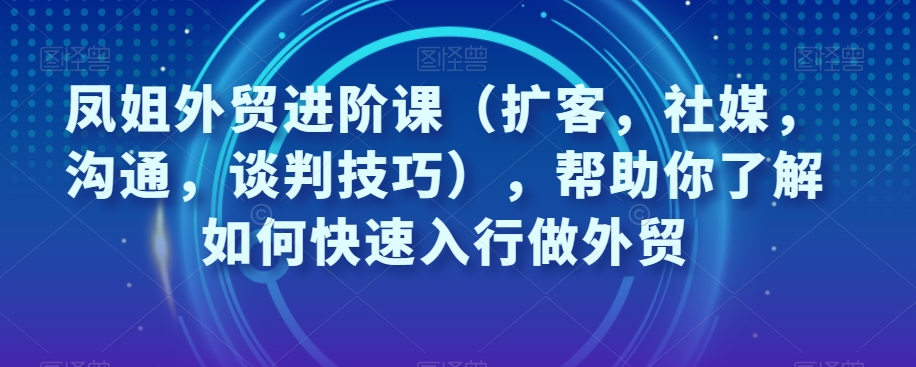 凤姐外贸进阶课(扩客,社媒,沟通,谈判技巧),帮助你了解如何快速入行做外贸-高清美女套图,你想要的都有。