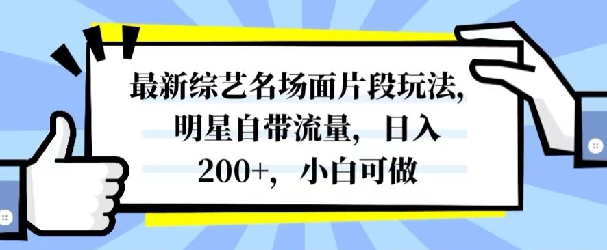 最新综艺名场面片段玩法，明星自带流量，日入200+，小白可做【揭秘】-高清美女套图，你想要的都有。