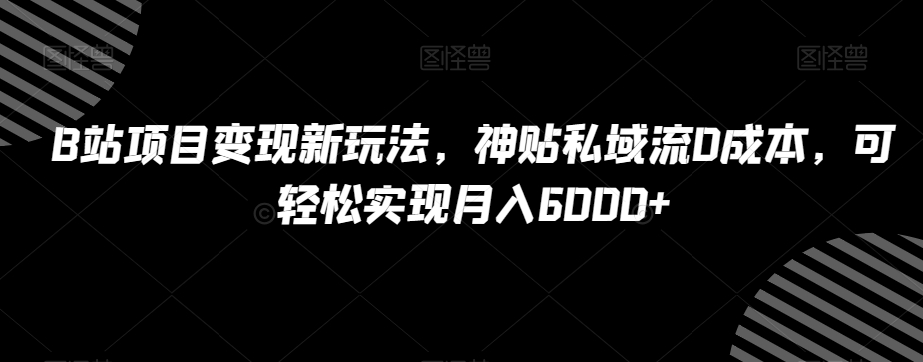 B站项目变现新玩法，神贴私域流0成本，可轻松实现月入6000+【揭秘】-高清美女套图，你想要的都有。