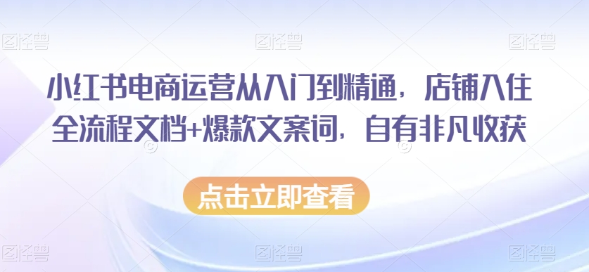 小红书电商运营从入门到精通,店铺入住全流程文档+爆款文案词,自有非凡收获-高清美女套图,你想要的都有。