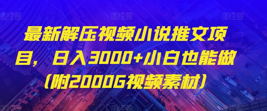 最新解压视频小说推文项目，日入3000+小白也能做（附2000G视频素材）【揭秘】-高清美女套图，你想要的都有。