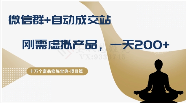 十万个富翁修炼宝典之8.微信群+自动成交站，刚需虚拟产品，一天200+-高清美女套图，你想要的都有。