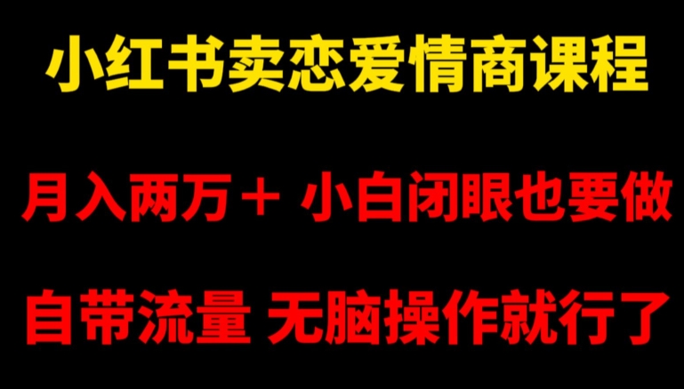 小红书卖恋爱情商课程，月入两万＋，小白闭眼也要做，自带流量，无脑操作就行了【揭秘】-高清美女套图，你想要的都有。