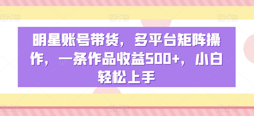 明星账号带货，多平台矩阵操作，一条作品收益500+，小白轻松上手【揭秘】-高清美女套图，你想要的都有。