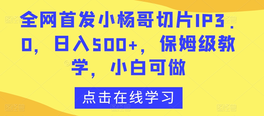 全网首发小杨哥切片IP3.0，日入500+，保姆级教学，小白可做【揭秘】-高清美女套图，你想要的都有。