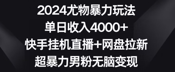 2024尤物暴力玩法，单日收入4000+，快手挂机直播+网盘拉新，超暴力男粉无脑变现【揭秘】-高清美女套图，你想要的都有。