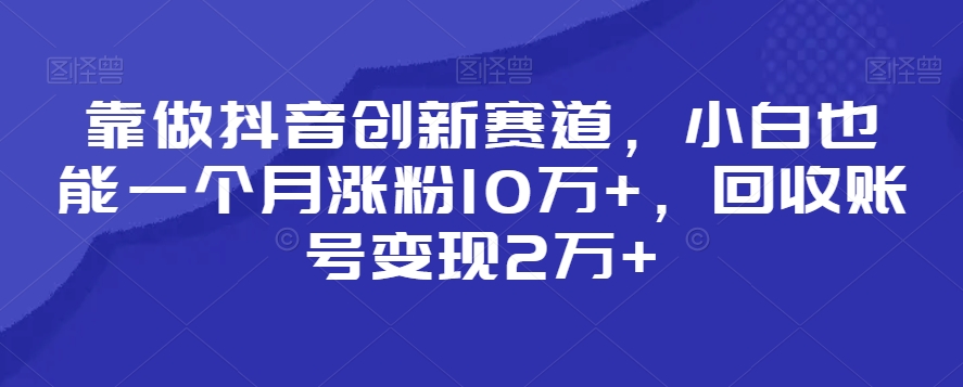 靠做抖音创新赛道,小白也能一个月涨粉10万+,回收账号变现2万+【揭秘】-高清美女套图,你想要的都有。