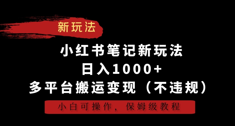 小红书笔记新玩法，日入1000+，多平台搬运变现（不违规），小白可操作，保姆级教程【揭秘】-高清美女套图，你想要的都有。