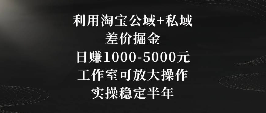 利用淘宝公域+私域差价掘金，日赚1000-5000元，工作室可放大操作，实操稳定半年【揭秘】-高清美女套图，你想要的都有。