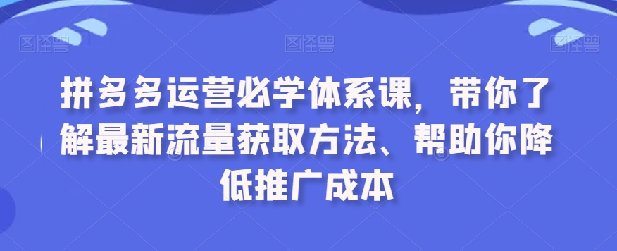 拼多多运营必学体系课，带你了解最新流量获取方法、帮助你降低推广成本-高清美女套图，你想要的都有。