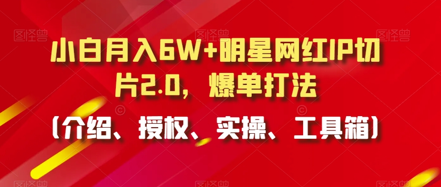 小白月入6W+明星网红IP切片2.0，爆单打法（介绍、授权、实操、工具箱）【揭秘】-高清美女套图，你想要的都有。