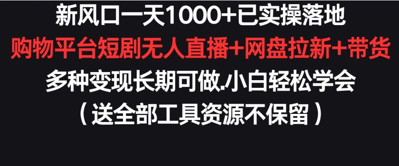 新风口一天1000+已实操落地购物平台短剧无人直播+网盘拉新+带货多种变现长期可做【揭秘】-高清美女套图，你想要的都有。