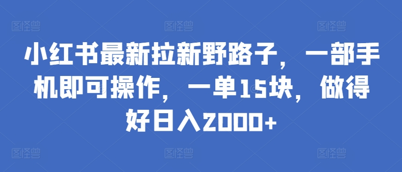 小红书最新拉新野路子，一部手机即可操作，一单15块，做得好日入2000+【揭秘】-高清美女套图，你想要的都有。