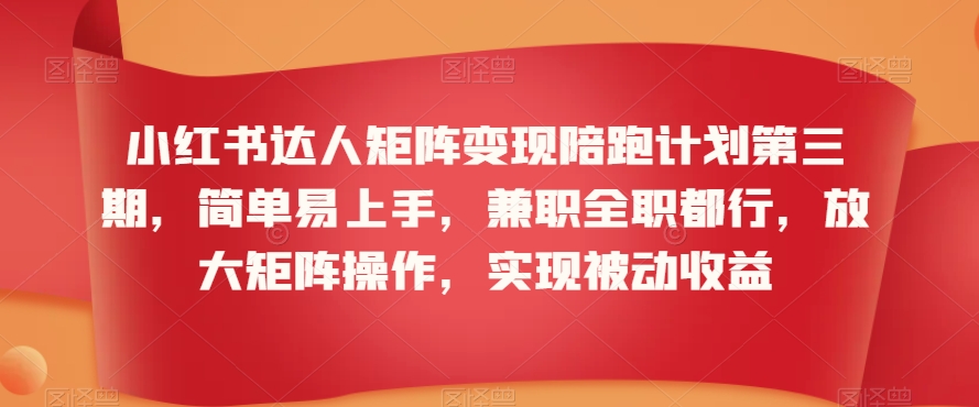 小红书达人矩阵变现陪跑计划第三期，简单易上手，兼职全职都行，放大矩阵操作，实现被动收益-高清美女套图，你想要的都有。