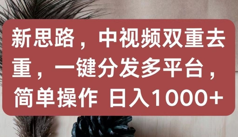 新思路，中视频双重去重，一键分发多平台，简单操作，日入1000+【揭秘】-高清美女套图，你想要的都有。