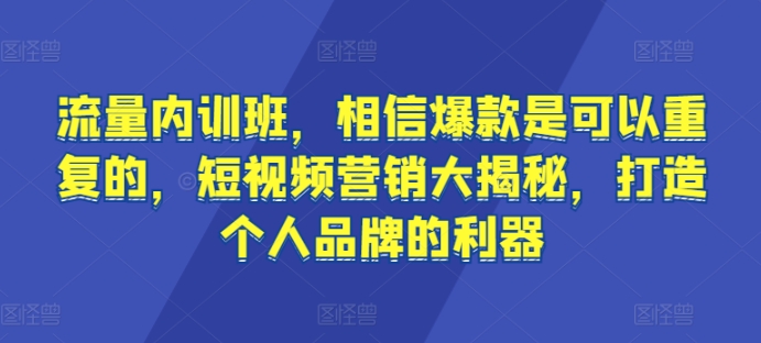 流量内训班，相信爆款是可以重复的，短视频营销大揭秘，打造个人品牌的利器-高清美女套图，你想要的都有。