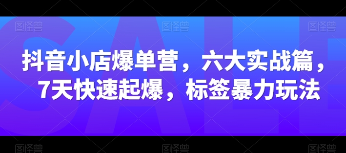 抖音小店爆单营,六大实战篇,7天快速起爆,标签暴力玩法-高清美女套图,你想要的都有。