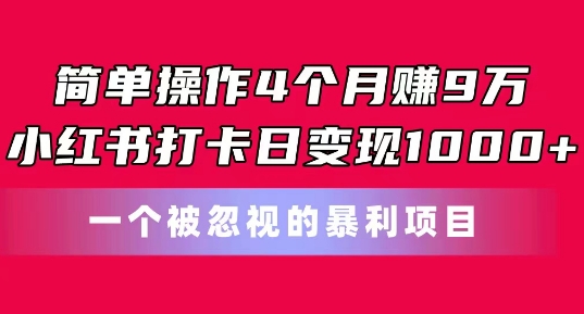 简单操作4个月赚9w，小红书打卡日变现1k，一个被忽视的暴力项目【揭秘】-高清美女套图，你想要的都有。