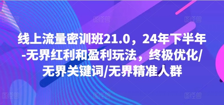 线上流量密训班21.0，24年下半年-无界红利和盈利玩法，终极优化/无界关键词/无界精准人群-高清美女套图，你想要的都有。