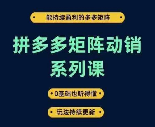 拼多多矩阵动销系列课，能持续盈利的多多矩阵，0基础也听得懂，玩法持续更新-高清美女套图，你想要的都有。