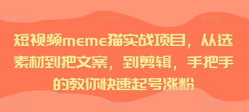 短视频meme猫实战项目，从选素材到把文案，到剪辑，手把手的教你快速起号涨粉-高清美女套图，你想要的都有。