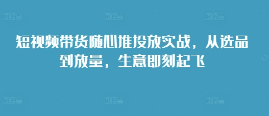 短视频带货随心推投放实战，从选品到放量，生意即刻起飞-高清美女套图，你想要的都有。