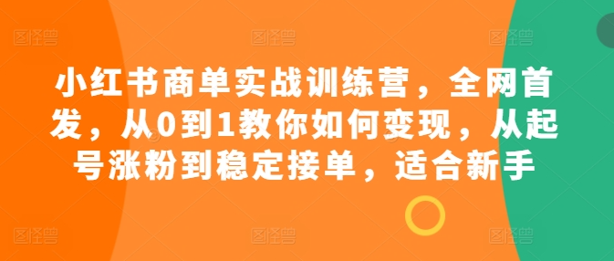 小红书商单实战训练营，全网首发，从0到1教你如何变现，从起号涨粉到稳定接单，适合新手-高清美女套图，你想要的都有。