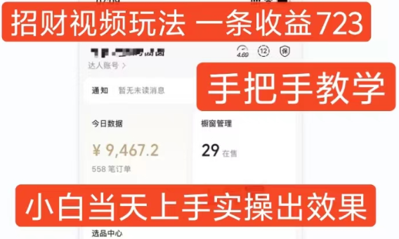 招财视频玩法,一条视频收益723,手把手教学,小白当天可上手-高清美女套图,你想要的都有。
