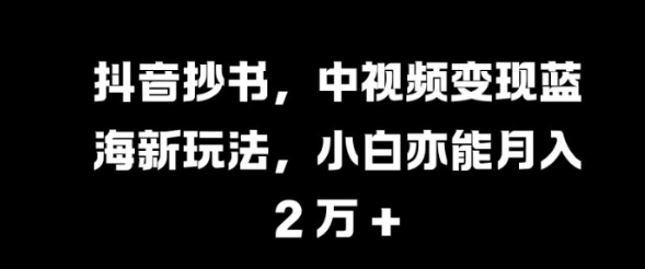 抖音抄书，中视频变现蓝海新玩法，小白亦能月入 过W【揭秘】-高清美女套图，你想要的都有。