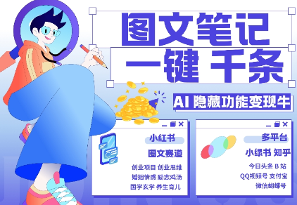 AI隐藏功能,秒生笔记,1分钟产出几千条,教你玩赚小红书小绿书图文引流,变现3w-高清美女套图,你想要的都有。