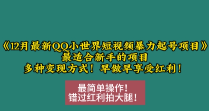 12月最新QQ小世界短视频暴力起号项目，最适合新手的项目，多种变现方式-高清美女套图，你想要的都有。