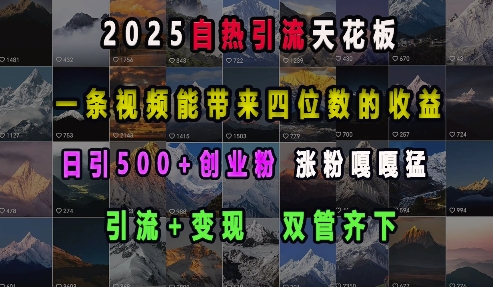 2025自热引流天花板，一条视频能带来四位数的收益，引流+变现双管齐下，日引500+创业粉，涨粉嘎嘎猛-高清美女套图，你想要的都有。
