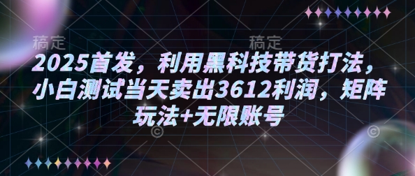 2025首发，利用黑科技带货打法，小白测试当天卖出3612利润，矩阵玩法+无限账号【揭秘】-高清美女套图，你想要的都有。