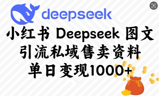 小红书Deepseek图文引流私域售卖资料，单日变现多张-高清美女套图，你想要的都有。