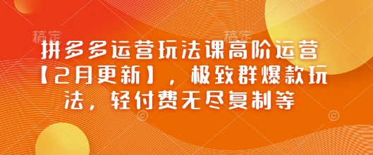 拼多多运营玩法课高阶运营【2月更新】，极致群爆款玩法，轻付费无尽复制等-高清美女套图，你想要的都有。