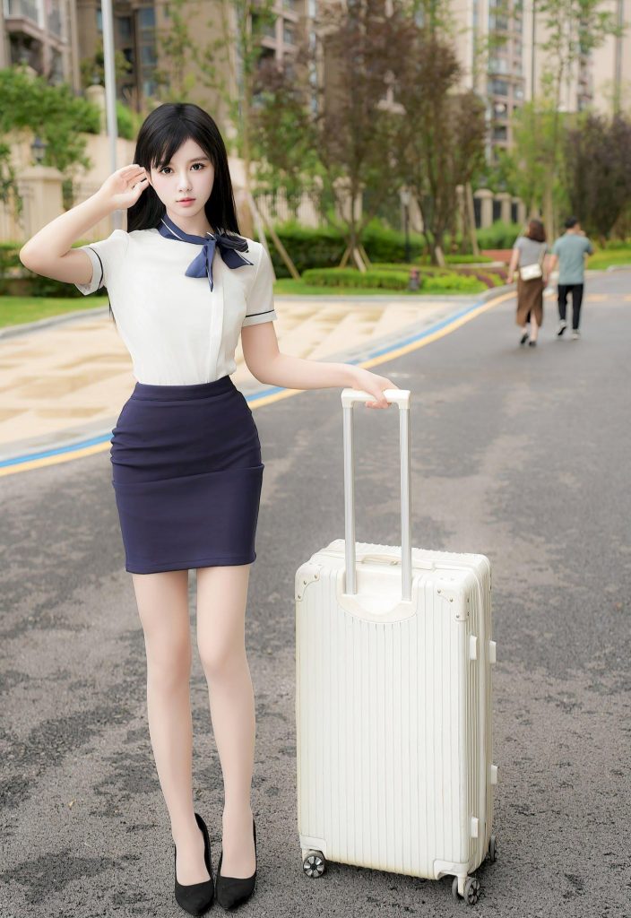 图片[1]-美女街拍：陈都灵，白衬衫与蓝裙的夏日校园序曲