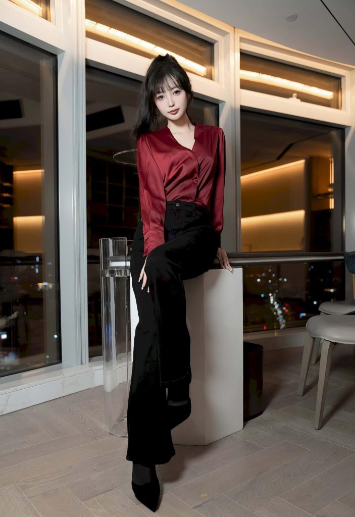 图片[3]-美女套图233期：红衬衫黑长裤，婉如高圆圆的都市摩登感