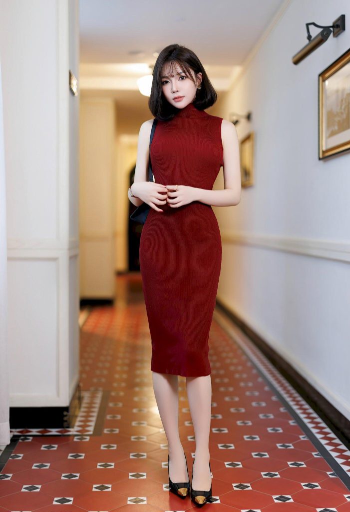 图片[2]-美女套图189期：高圆圆，无袖红裙搭配尖头高跟鞋，简约造型诠释知性魅力